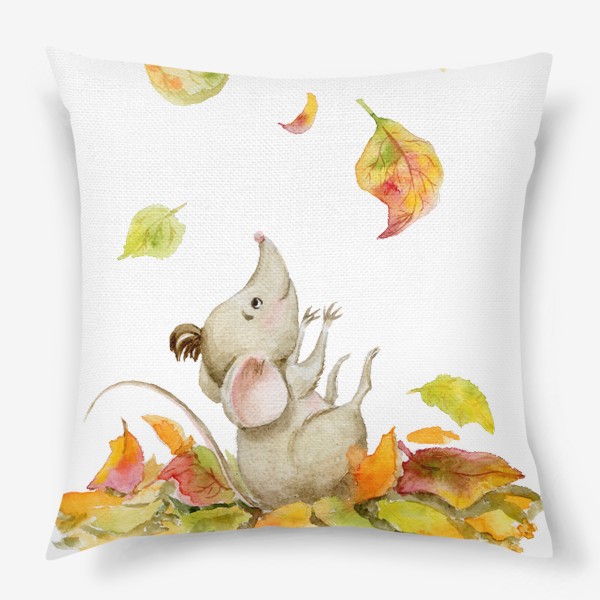 Подушка «Мышка и листопад.Здравствуй,осень.»
