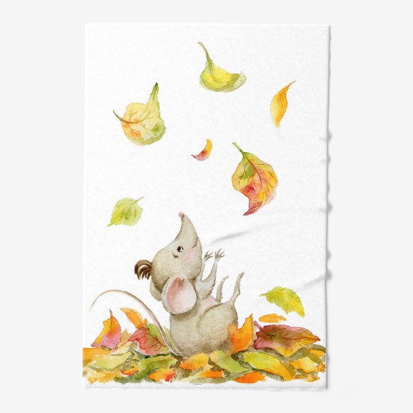 Полотенце «Мышка и листопад.Здравствуй,осень.»