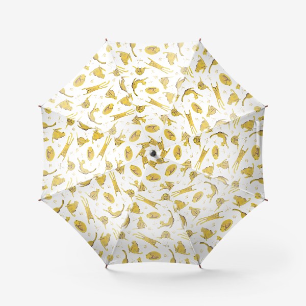 Зонт «Желтые котики на белом фоне Паттерн Узор для детей»