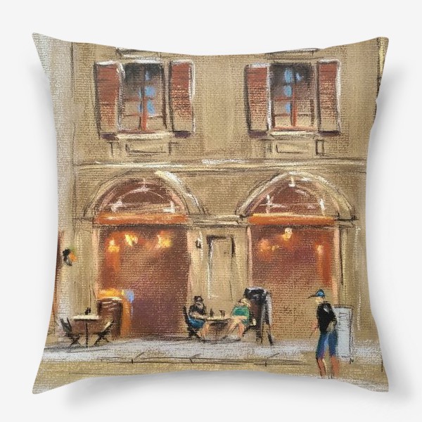 Подушка «Городской скетч Архитектура Флоренции Город Европы Пастель»