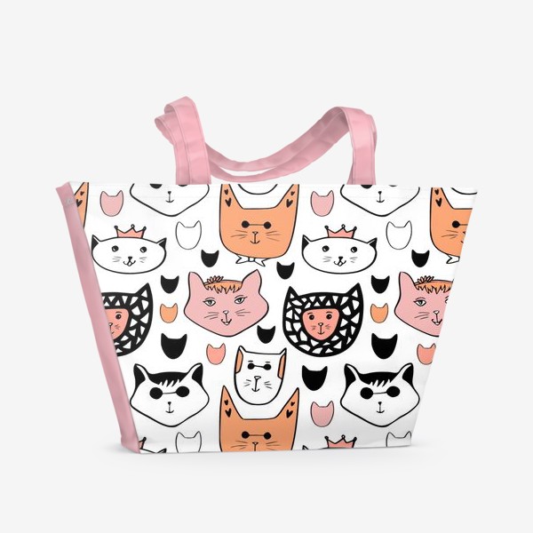 Пляжная сумка «Теплые коты. Паттерн с котиками»