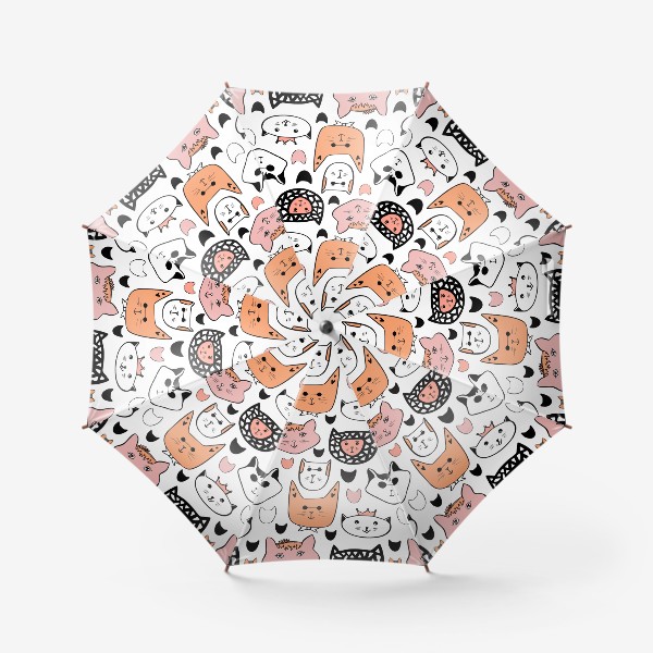 Зонт «Теплые коты. Паттерн с котиками»